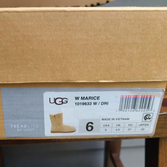 UGG Marice Tan Suede Gold Zip Up Shearling Boots size 6 NEW! NIB! NWT! - Picture 3 of 12
